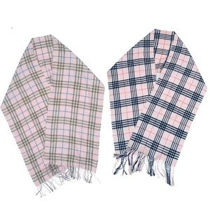 Boutique 100% Merino Wool pink plaids 2 for 1 scarf set